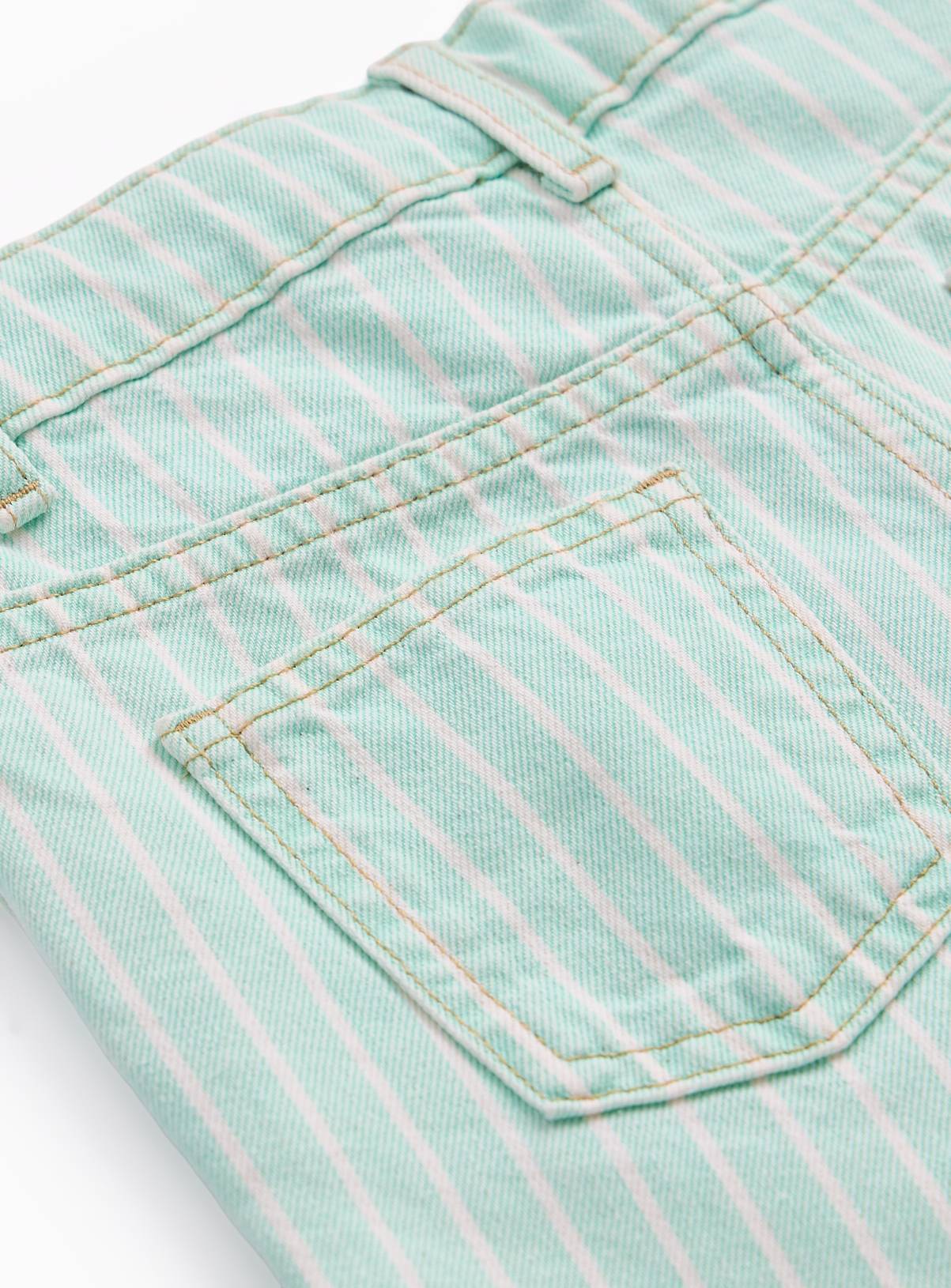 Light Green Stripe Print Denim Shorts 5 years - Image 2
